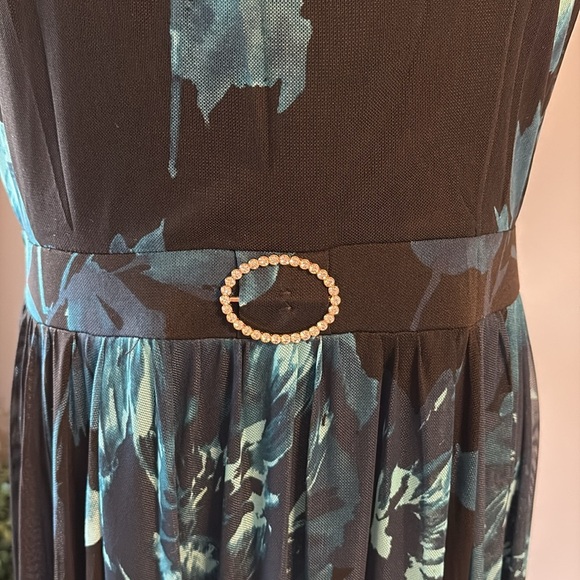 Alexa B maxi / midi mesh evening dress stretch halter waisted flowy floral 12 - Picture 4 of 14